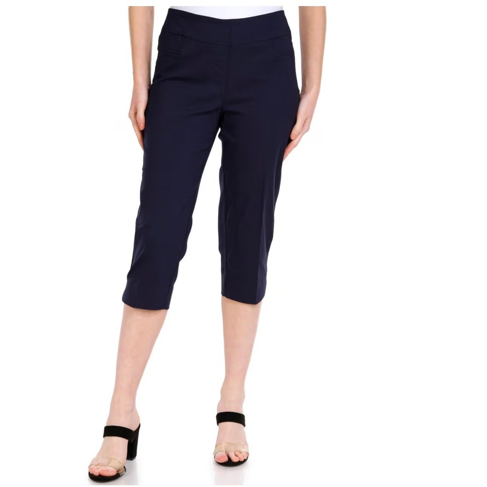 Zac & Rachel Navy Pull-On Wide Crop‎ Pants – Size 8 – Comfy Chic Staple